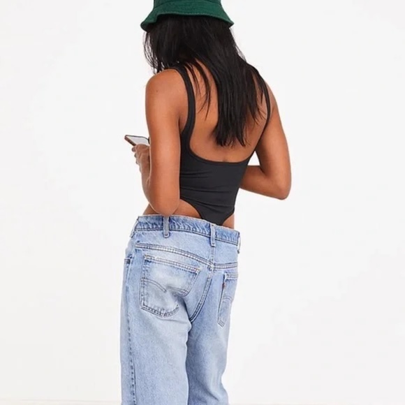 For Love And Lemons Clara Retro Ribbed Thong Bodysuit in Black - Picture 5 of 16